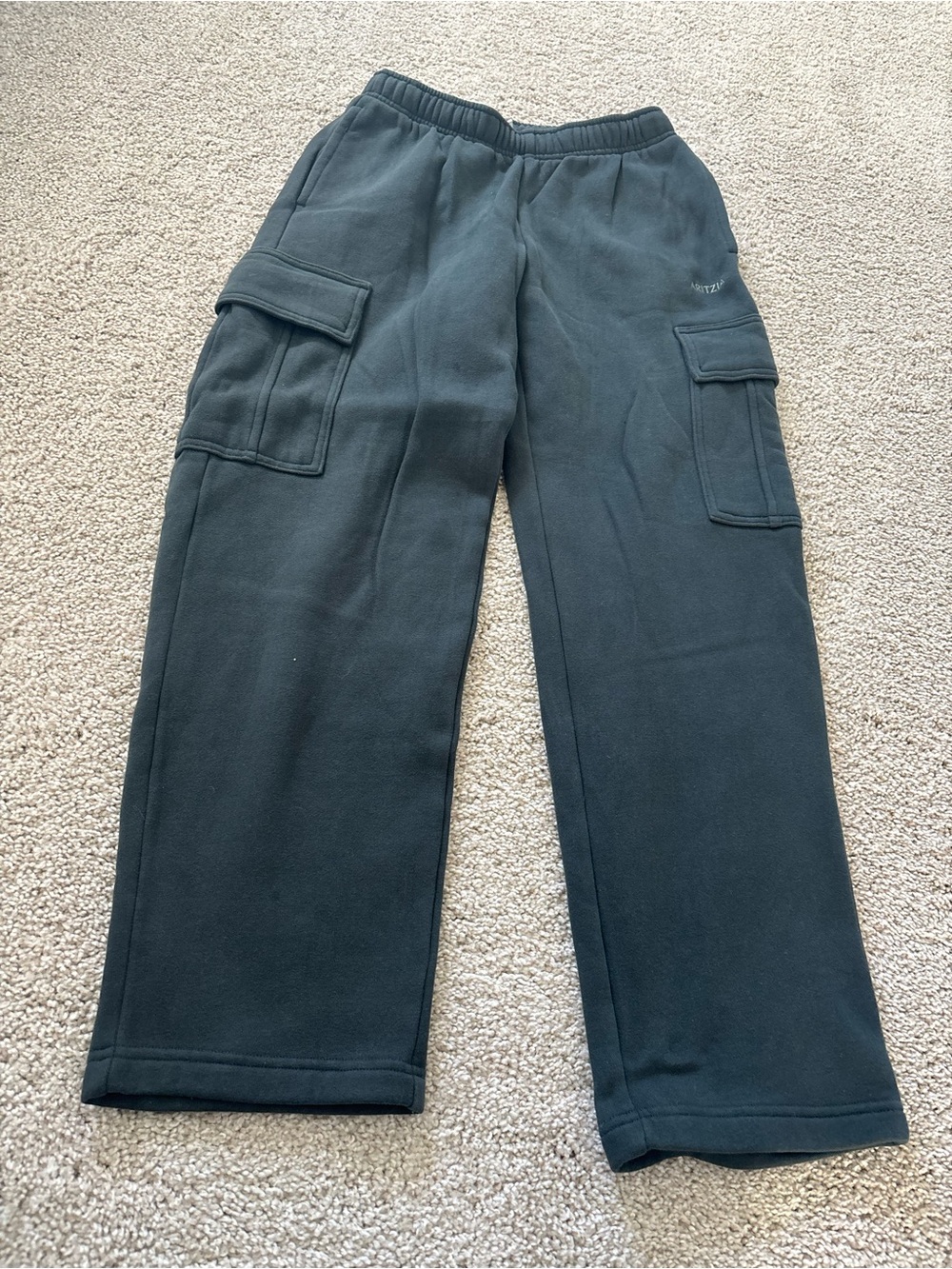 Aritzia Wide Leg Cargo Sweatpants in Dark Green